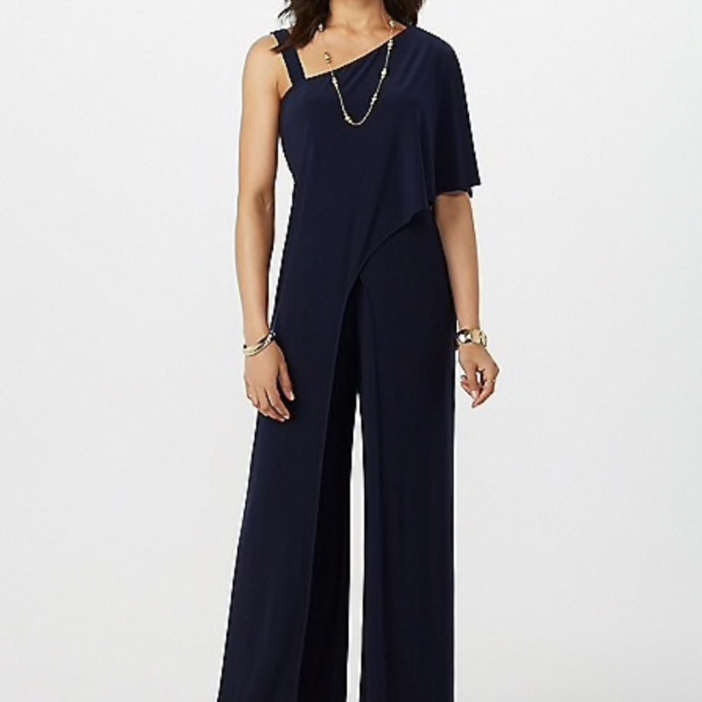 Roz and Ali Dark Blue Jumpsuit Size L - NWT